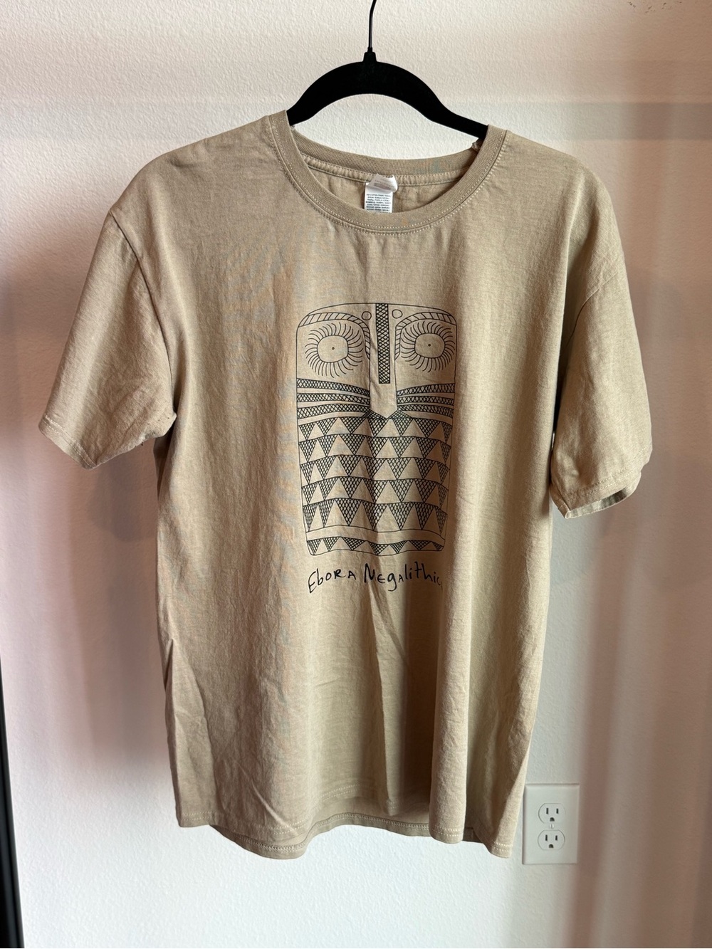 Fruit of the Loom Tan Short-Sleeve Tee with Geometric Owl Graphic